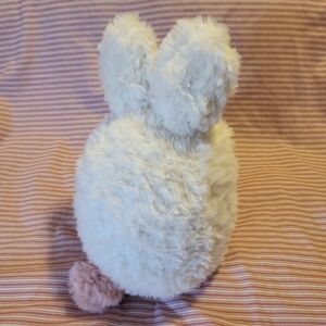 Hand Crafted Faux Fur Bunny White and Pink Plush 11 x 7 inches